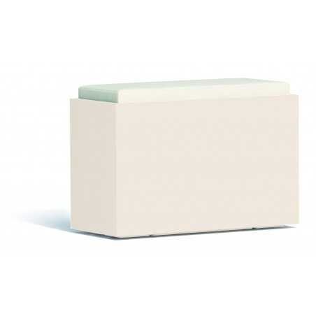 Panchina pouf moderno arredo design 80x35 H5 in polimero bianco con cuscino per interno ed esterno - Made in Italy - Monacis