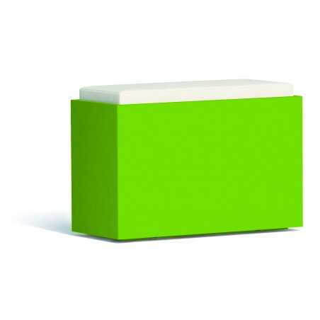 Panchina pouf moderno arredo design 80x35 H5 in polimero verde con cuscino per interno ed esterno - Made in Italy - Monacis
