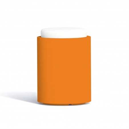 Comfy Round Orange Pouf in Monacis Polymer - Ø 40 Cm - 54 H