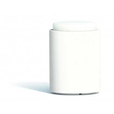 Comfy Round White Pouf in Monacis Polymer - Ø 40 Cm - 54 H