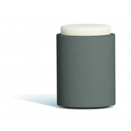 Pouf moderno arredo design Ø40 H54 in polimero grigio con cuscino per interno ed esterno - Made in Italy - Monacis