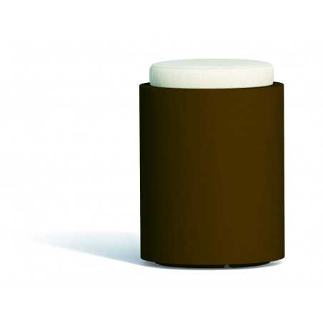 Pouf moderno arredo design Ø40 H54 in polimero marrone con cuscino per interno ed esterno - Made in Italy - Monacis