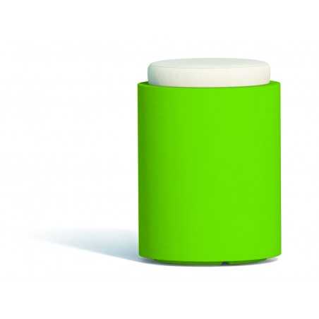 Pouf moderno arredo design Ø40 H54 in polimero verde con cuscino per interno ed esterno - Made in Italy - Monacis