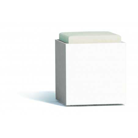Pouf moderno arredo design 40x40 H47,5 in polimero bianco con cuscino per interno ed esterno - Made in Italy - Monacis