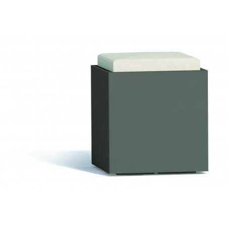 Pouf moderno arredo design 40x40 H47,5 in polimero grigio con cuscino per interno ed esterno - Made in Italy - Monacis