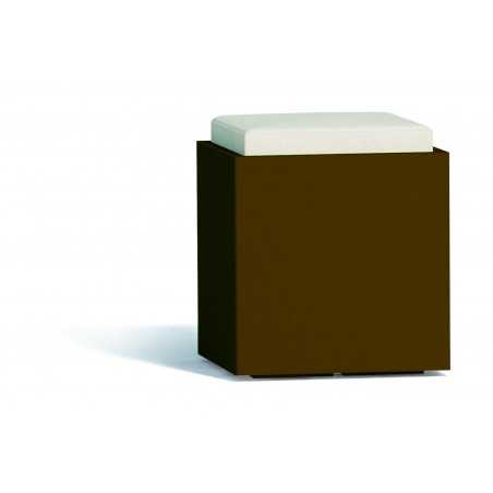 Pouf carré confortable marron en polymère Monacis - Cm 40X40X47,5 H