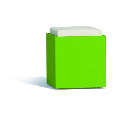 Pouf moderno arredo design 40x40 H47,5 in polimero verde con cuscino per interno ed esterno - Made in Italy - Monacis