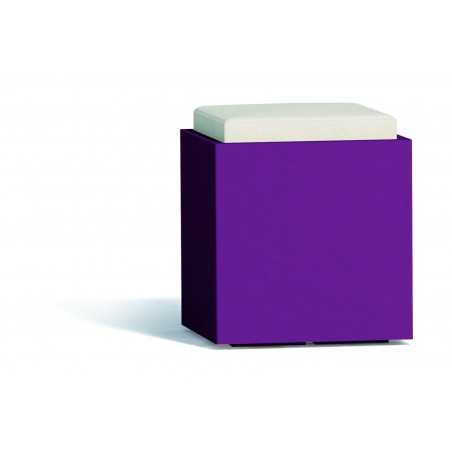 Purple Comfy Square Pouf in Monacis Polymer - Cm 40X40X47,5 H