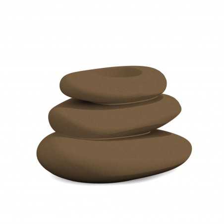 Vaso moderno di design effetto pietre 75x62 H47 in polimero bronzo resistente per interno ed esterno - Made in Italy - Monacis