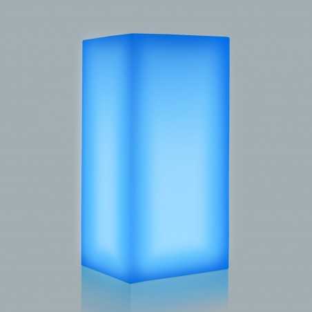 Lanterna d’arredo luminosa moderna di design 40x40 H80 in polimero LED blu resistente per interno ed esterno - Made in Italy - Monacis