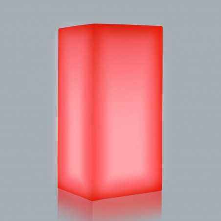 Lanterna d’arredo luminosa moderna di design 40x40 H80 in polimero LED rosso resistente per interno ed esterno - Made in Italy - Monacis