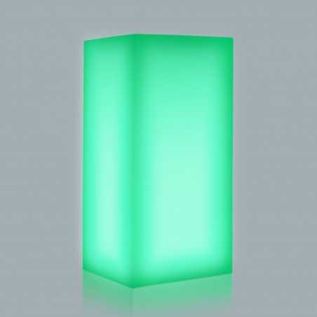 Lanterna d’arredo luminosa moderna di design 40x40 H80 in polimero LED verde resistente per interno ed esterno - Made in Italy - Monacis