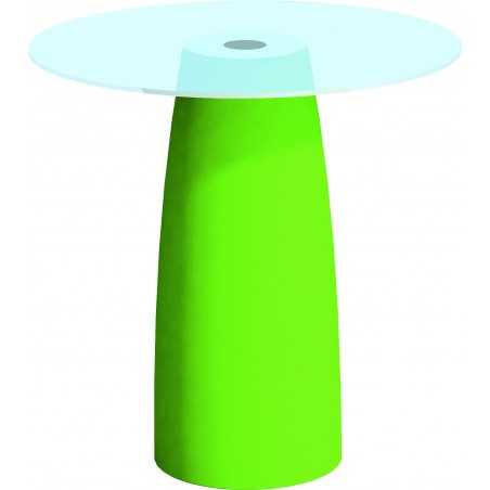 Table Basse Cromia Break Top en Polymère Monacis - Verre Ø70 Cm - 90 H