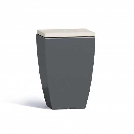 Pouf gris fin confortable en polymère Monacis - Cm 33X33X55 H