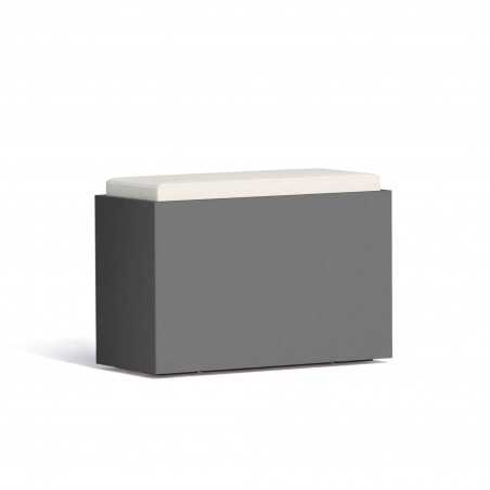 Pouf spacieux gris confortable en polymère Monacis - Cm 35X80X55 H