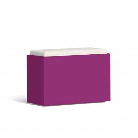 Panchina pouf moderno arredo design 80x35 H5 in polimero viola con cuscino per interno ed esterno - Made in Italy - Monacis