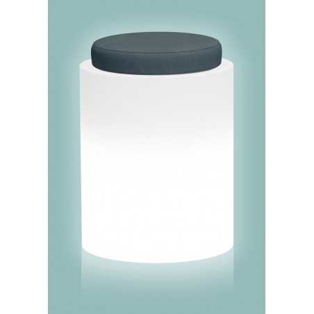 Pouf luminoso moderno di design Ø40 H54 in polimero resistente con LED multicolor per interno ed esterno - Made in Italy - Monacis