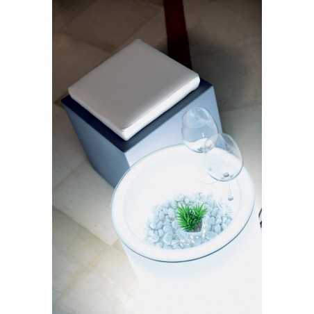Pouf luminoso moderno di design 40x40 H47,5 in polimero resistente con LED multicolor per interno ed esterno - Made in Italy - Monacis
