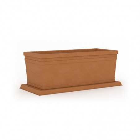 Vaso Fioriera decorativo classico tradizionale 80x40 H34 in polimero resistente terracotta per piante per giardini e terrazze - Made in Italy - Monacis