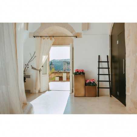 Vaso moderno di design 40x40 H40 in polimero bronzo resistente per interno ed esterno - Made in Italy - Monacis