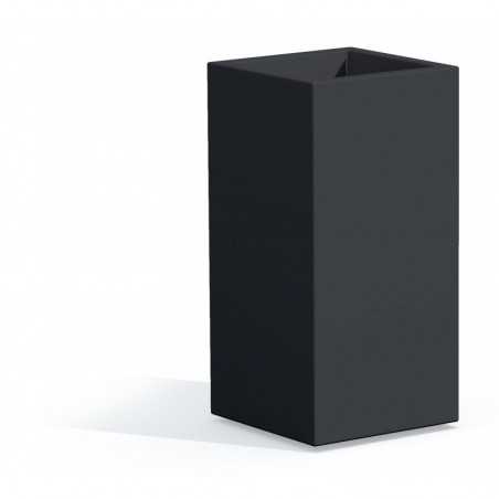 Anthracite Cube Top Vase in Monacis Polymer - Cm 40X40X80 H