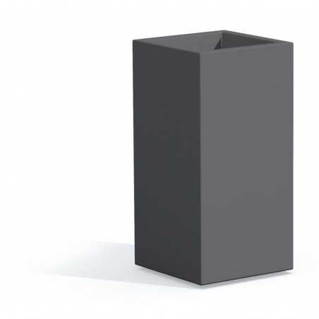 Gray Cube Top Vase in Monacis Polymer - Cm 40X40X80 H