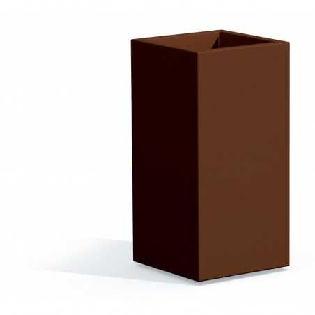 Vase Cube Top Marron en Monacis Polymer - Cm 40X40X80 H