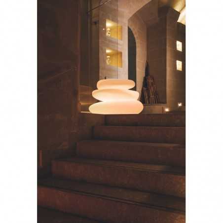 Vaso luminoso moderno di design 75x62 H47 in polimero resistente con LED rosso per interno ed esterno - Made in Italy - Monacis