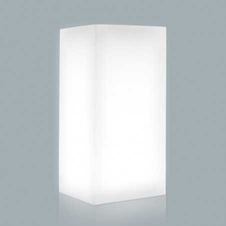 Lanterna d’arredo luminosa moderna di design 40x40 H80 in polimero LED multicolor con bateria resistente per interno ed esterno - Made in Italy - Monacis