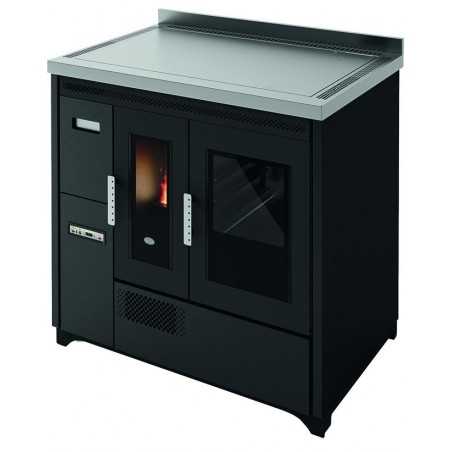 Punto Fuoco Cuisines Pellet Enrica-90 9,3Kw Noir Gaufré