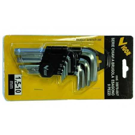 Vigor Hex Allen Wrench Series 9Pcs Support 1.5-10 Mm