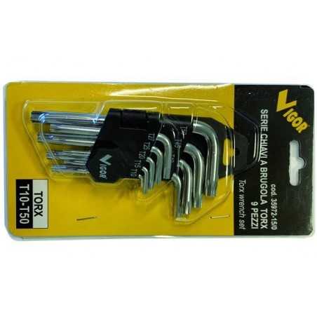 Serie Chiave a Brugola Vigor Torx 9 Pz con Supporto T10 - T50