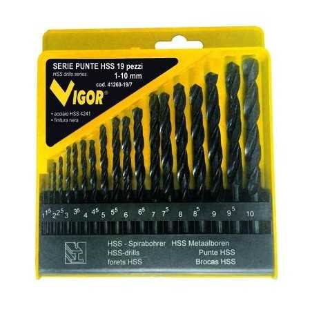 Hss Vigor Bit Series Boîte en plastique 19 pièces 1-10 mm