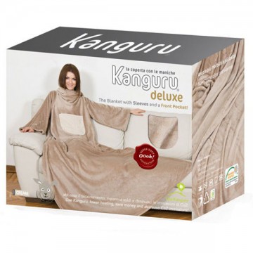 Beige Deluxe Kanguru Blanket with Sleeves