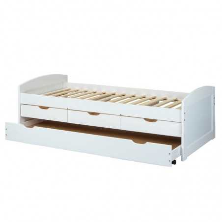 Lit Inter Link avec tiroirs de rangement et second lit bas escamotable dim. 98x195x63h