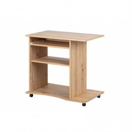 Mini bureau Inter Link avec roulettes en stratifié finition chêne Dim. 80x50x75h