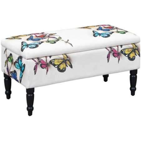 Banc conteneur Inter Link rembourré en pu à motifs de papillons 80x40x40