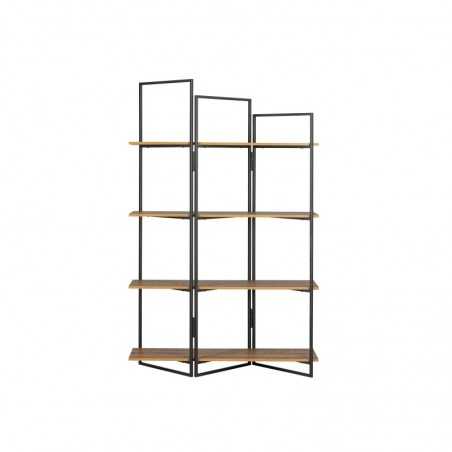 Inter Link bookcase with anthracite metal structure and dark sogoma laminate shelves