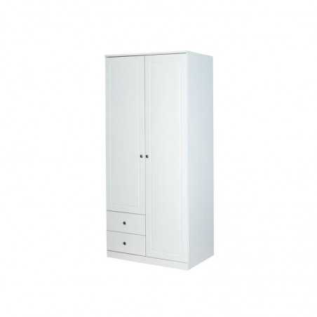 Armoire Inter Link 2 portes et 2 tiroirs en pin teinté blanc