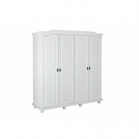 Armoire 4 portes Inter Link en pin massif peint en blanc