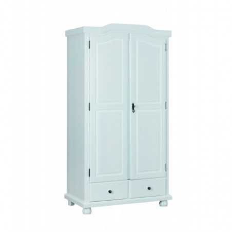 Inter Link wardrobe 2 doors + 2 drawers in white finish solid pine