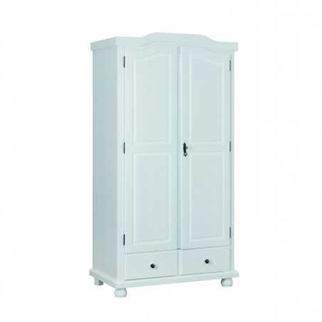 Armoire Inter Link 2 portes + 2 tiroirs en pin massif finition blanc