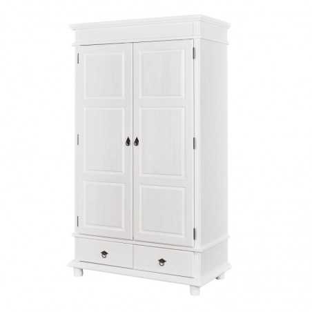 Inter Link wardrobe 2 doors in solid pine white finish