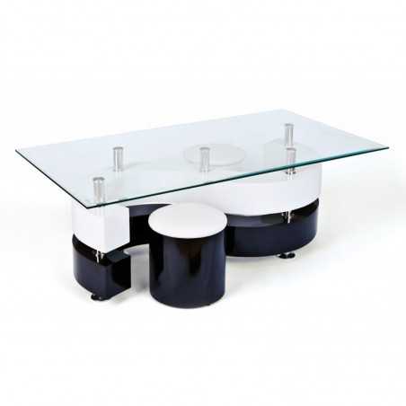 Tavolino in mdf laccato bianco e nero lucido
