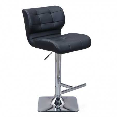 Tabouret Inter Link en métal chromé et assise rembourrée en pu noir