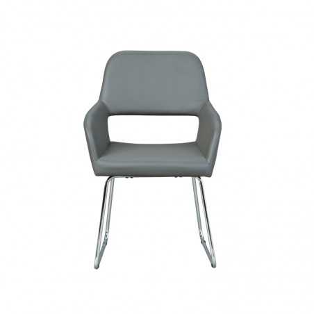 Ensemble de 2 fauteuils Inter Link avec structure en métal chromé et revêtement en pu gris
