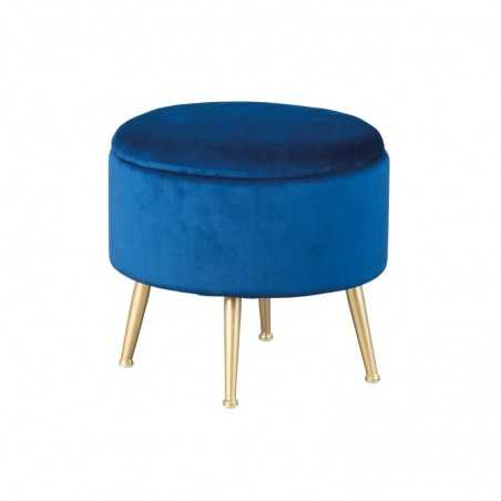 Inter Link pouf with container in blue velvet