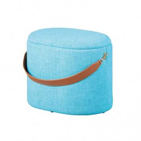 Inter Link pouf with container and handle in light blue eco-leather
