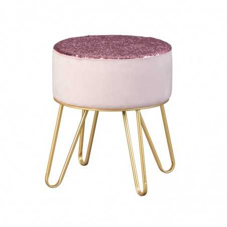 Pouf Inter Link velluto rosa con paiettes