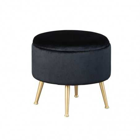 Inter Link pouf with container in black velvet